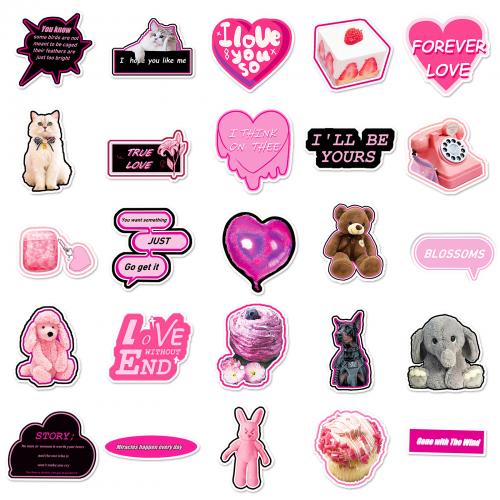 Sticker Paper, PVC Plastic, with Adhesive Sticker, cute & waterproof, Single Size: 5.5-8.5CM, Approx 50PCs/Bag, Sold By Bag