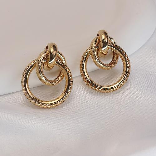 Iron Earring, fashion jewelry, golden, 30x38mm, Sold By Pair