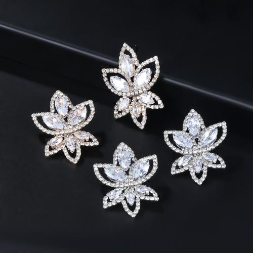 Cubic Zirconia Micro Pave Brass Earring, Flower, fashion jewelry & micro pave cubic zirconia & for woman, more colors for choice, nickel, lead & cadmium free, 41x31mm, Sold By Pair