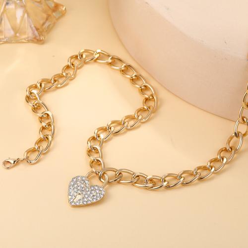 Zinc Alloy Sweater Chain Necklace with Glass Rhinestone with 7.5cm extender chain Heart fashion jewelry & for woman gold nickel lead & cadmium free Length Approx 57.3 cm Sold By PC