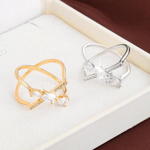 Cubic Zirconia Micro Pave Brass Ring, plated, cross & different size for choice & micro pave cubic zirconia & for woman, more colors for choice, nickel, lead & cadmium free, Sold By PC