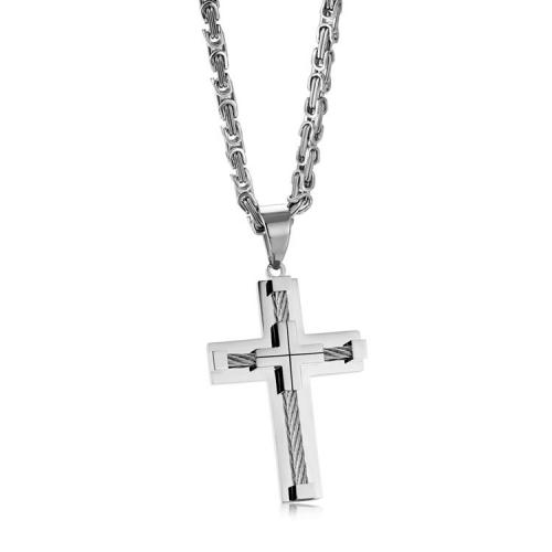 Stainless Steel Jewelry Necklace 304 Stainless Steel Cross polished Unisex Length Approx 50 cm Sold By PC