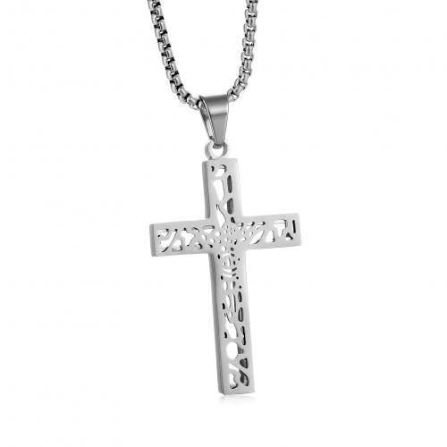 Stainless Steel Jewelry Necklace, 304 Stainless Steel, Cross, polished, Unisex & different styles for choice, more colors for choice, Length:Approx 50 cm, Sold By PC