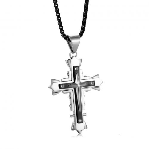 Stainless Steel Jewelry Necklace, 304 Stainless Steel, Cross, polished, Unisex & different styles for choice, more colors for choice, Pendant: 45 * 32 mm, Length:Approx 50 cm, Sold By PC