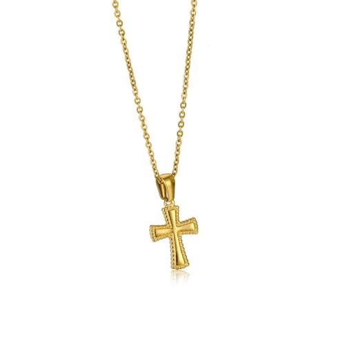 Stainless Steel Jewelry Necklace, 304 Stainless Steel, Cross, polished, Unisex, more colors for choice, Length:Approx 50 cm, Sold By PC
