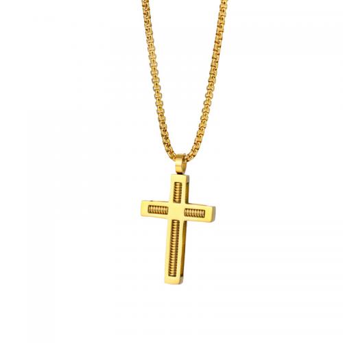 Stainless Steel Jewelry Necklace, 304 Stainless Steel, Cross, polished, Unisex & different styles for choice, more colors for choice, Pendant -27 * 48 mm, Length:Approx 50 cm, Sold By PC