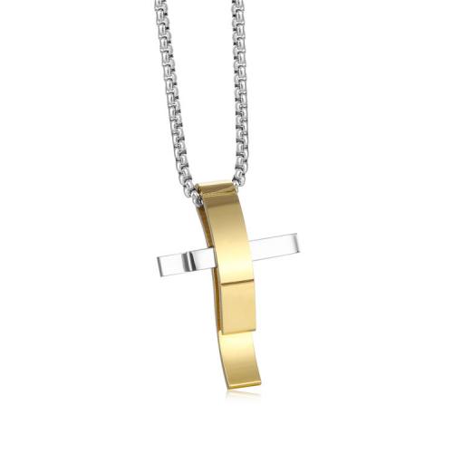 Edelstahl Schmuck Halskette, 304 Edelstahl, Kreuz, poliert, unisex & verschiedene Stile für Wahl, keine, PENDANT-45 * 30mm, Länge:ca. 50 cm, verkauft von PC