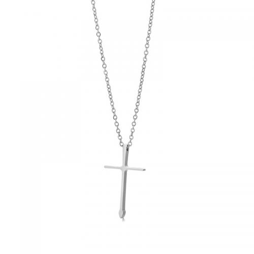 Edelstahl Schmuck Halskette, 304 Edelstahl, mit Verlängerungskettchen von 5CM, Kreuz, poliert, unisex, keine, Länge ca. 45 cm, verkauft von PC