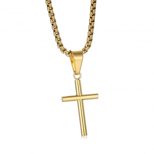 Stainless Steel Jewelry Necklace, 304 Stainless Steel, Cross, polished, Unisex & different styles for choice, more colors for choice, PENDANT-26 * 15mm, Length:Approx 50 cm, Sold By PC