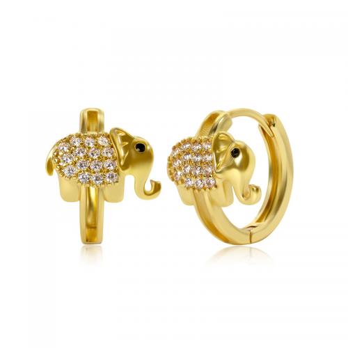 Cubic Zirconia Micro Pave Brass Earring, real gold plated, micro pave cubic zirconia & for woman, gold, Sold By Pair