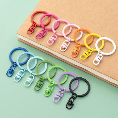 Tibetan Style Key Clasp, with Iron, painted, portable & DIY, more colors for choice, nickel, lead & cadmium free, 50x30mm, 10PCs/Bag, Sold By Bag