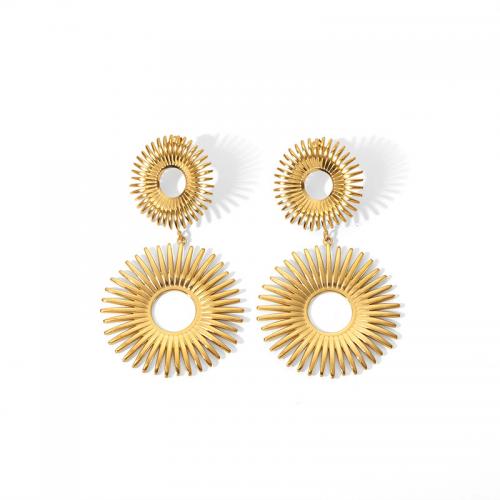 Boucle d'oreille de gaujon en acier inoxydable, Acier inoxydable 304, bijoux de mode & pour femme, doré, 64x35mm, Vendu par paire