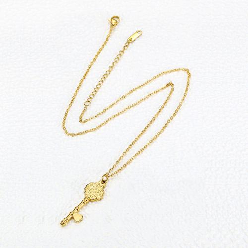 Titanstahl Halskette, Modeschmuck & für Frau, goldfarben, Länge:41-46 cm, verkauft von PC