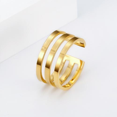Anillo de dedo de Titantium Acero, Partículas de acero, Joyería & para mujer & hueco, dorado, Vendido por UD