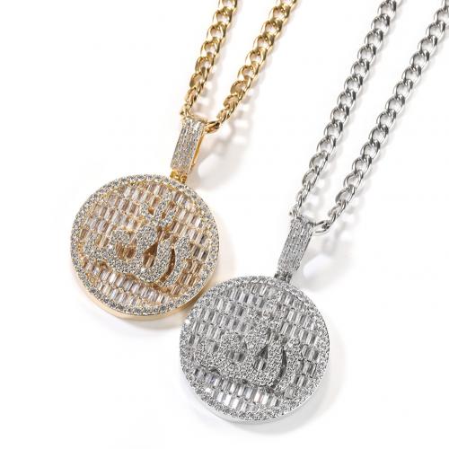 Cubic Zircon Micro Pave Brass Necklace with 304 Stainless Steel Chain plated fashion jewelry & micro pave cubic zirconia & for man nickel lead & cadmium free Length Approx 24 Inch Sold By PC