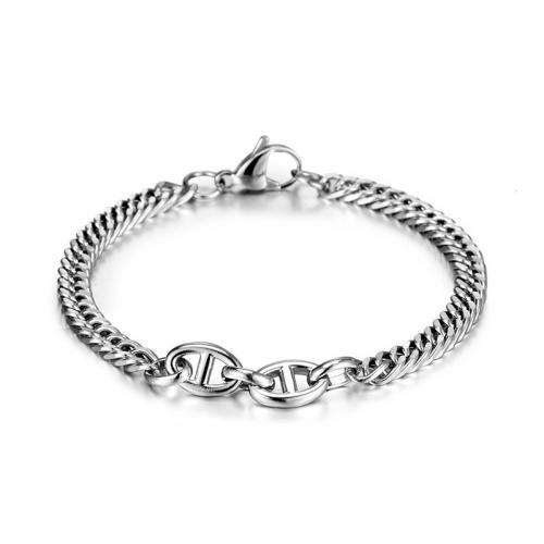 Couple Bracelet and Bangle Titanium Steel polished fashion jewelry & Unisex Sold By Strand