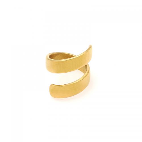 Titanium Steel Finger Ring, 18K gold plated, fashion jewelry & different size for choice & for woman, golden, Sold By PC