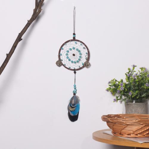 Fashion Dream Catcher, Feather, with Rattan & Nylon & Iron, handmade, for home and office, mixed colors, 300mm, Sold By PC