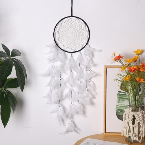 Fashion Dream Catcher, Feather, with Rattan & Nylon & Iron, handmade, for home and office, white, 680mm, Sold By PC