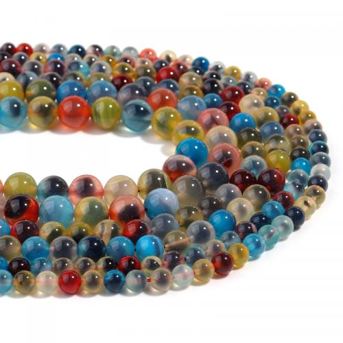 Agate Beads Round DIY mixed colors Sold Per Approx 38 cm Strand