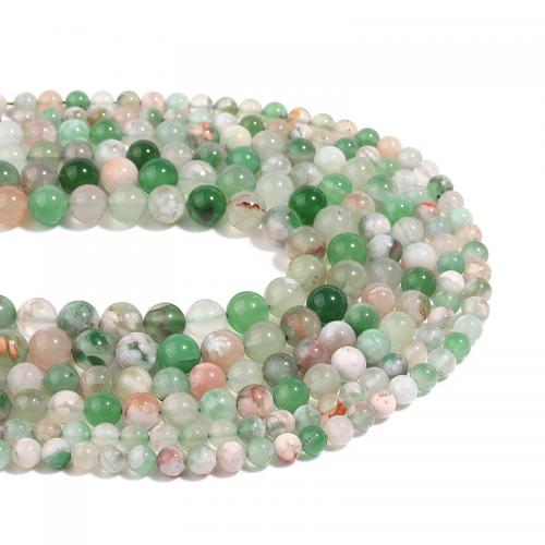 Agate Beads Cherry Blossom Agate Round DIY green Sold Per Approx 38 cm Strand