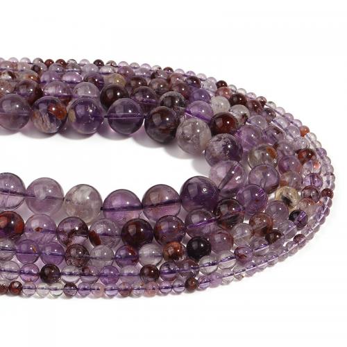 Natural Quartz Jewelry Beads Purple Phantom Quartz Round DIY purple Sold Per Approx 38 cm Strand