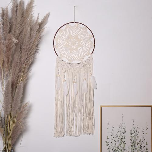 Fashion Dream Catcher, Cotton Thread, with Feather & Iron, handmade, for home and office, more colors for choice, 1100mm, Sold By PC