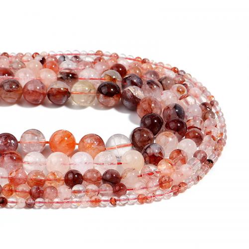 Natural Quartz Jewelry Beads, Red Marble Glue Stone, Round, DIY & different size for choice, mixed colors, Sold Per Approx 38 cm Strand