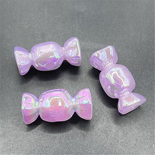 Plated Acrylic Beads, Candy, UV plating, DIY & luminated, more colors for choice, 16x31mm, Approx 100PCs/Bag, Sold By Bag