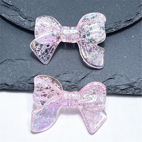 Plated Acrylic Beads, Bowknot, UV plating, DIY & ice flake, more colors for choice, 22x33mm, Approx 100PCs/Bag, Sold By Bag