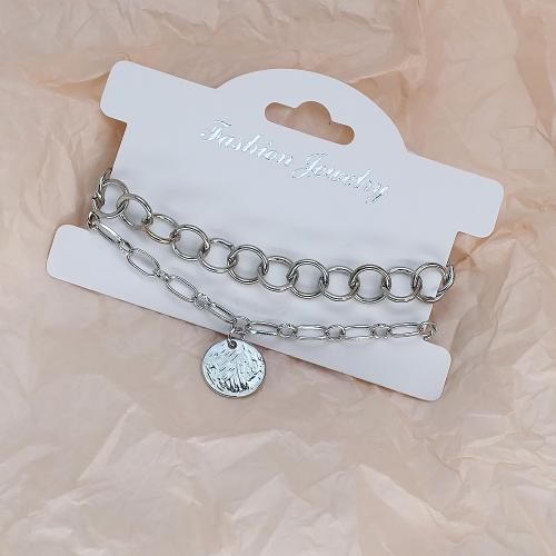 Iron Bracelet with 5cm extender chain fashion jewelry silver color Length 16 cm Sold By PC