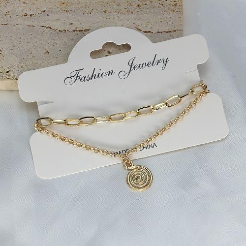 Ferro Pulseiras, with 4cm extender chain, Roda, joias de moda, dourado, comprimento 19 cm, vendido por PC