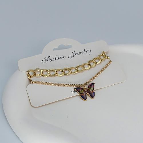 Fer Bracelets, avec alliage de zinc, avec 4cm chaînes de rallonge, papillon, bijoux de mode, doré, Longueur:16 cm, Vendu par PC