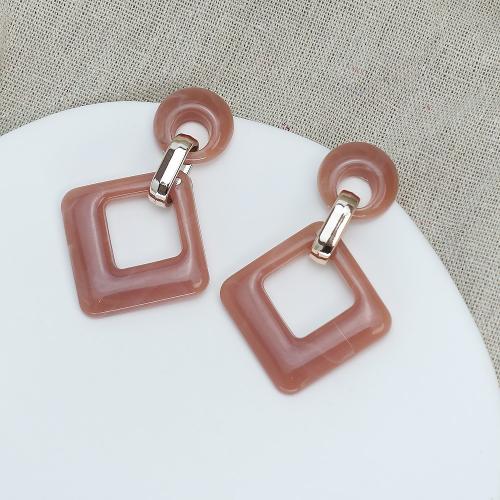 Resin Earring with Iron Square fashion jewelry Sold By Pair