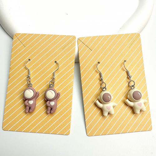 Iron Earring, with Resin, Astronaut, fashion jewelry, more colors for choice, Length: 47-49mm, width: 14-18mm, Sold By Pair