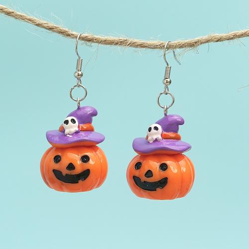 Iron Earring with Resin Pumpkin fashion jewelry orange Sold By Pair