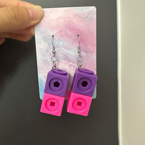 Iron Earring with Resin Square fashion jewelry Sold By Pair