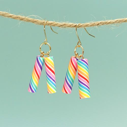 Iron Earring with Polymer Clay Column fashion jewelry multi-colored Sold By Pair