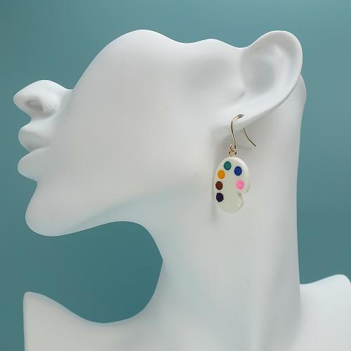 Jern ørering, med Resin, Strawberry, mode smykker, hvid, 17x24mm, Solgt af par