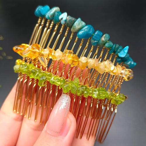 Decorative Hair Combs, Iron, with Quartz, handmade, different materials for choice & for woman, nickel, lead & cadmium free, 80x40mm, Sold By PC