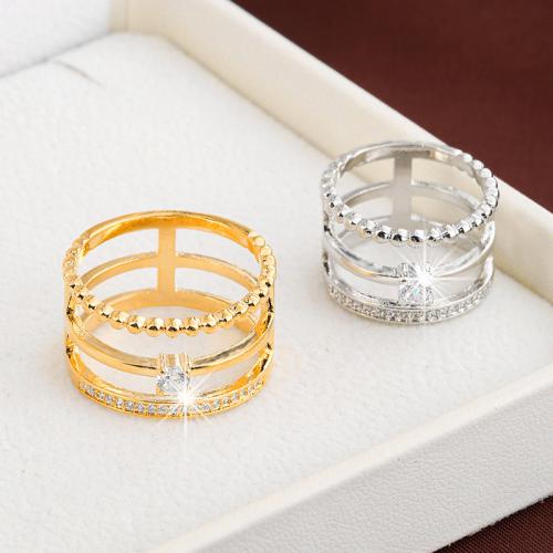 Kubisk Circonia Micro bane messing Ring, forgyldt, mode smykker & forskellig størrelse for valg & Micro Pave cubic zirconia & for kvinde, flere farver til valg, nikkel, bly & cadmium fri, Solgt af PC