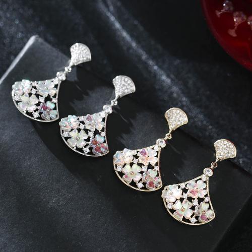 Brass Stud Earring Fan plated fashion jewelry & for woman nickel lead & cadmium free Sold By Pair