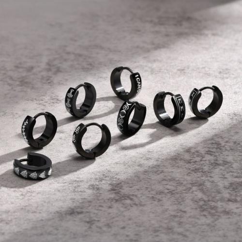 Stainless Steel Lever Back Earring, 304 Stainless Steel, plated, fashion jewelry & different designs for choice & for man, black, nickel, lead & cadmium free, 13x4mm, Sold By Pair