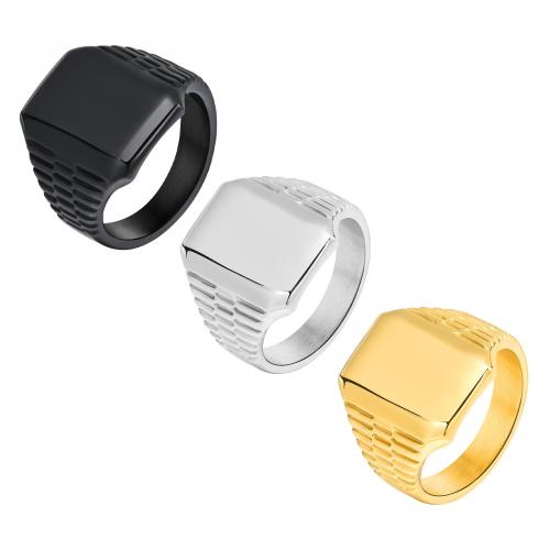 Stainless Steel Finger Ring, 304 Stainless Steel, Square, plated, fashion jewelry & different size for choice & for man, more colors for choice, nickel, lead & cadmium free, Wide:17.5mm, Sold By PC