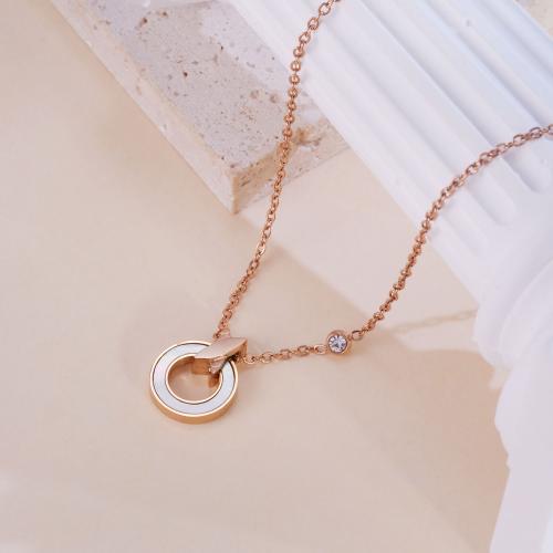 Stainless Steel Jewelry Necklace 304 Stainless Steel with Pearl Oyster with 6.5cm extender chain Vacuum Ion Plating fashion jewelry & for woman rose gold color nickel lead & cadmium free Length Approx 41 cm Sold By PC