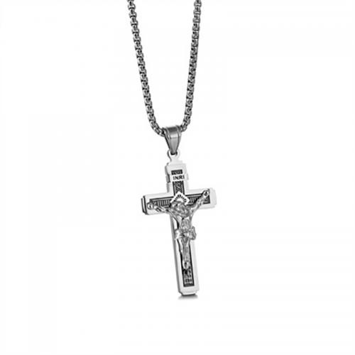 Stainless Steel Jewelry Necklace, 304 Stainless Steel, Cross, polished, Unisex & different styles for choice, more colors for choice, PENDANT-29 * 50mm, Length:Approx 50 cm, Sold By PC