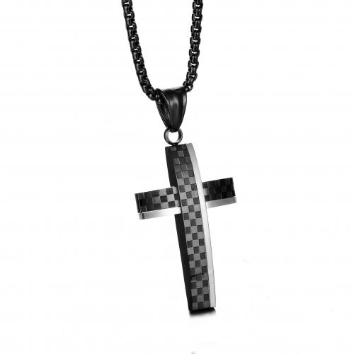 Edelstahl Schmuck Halskette, 304 Edelstahl, Kreuz, poliert, unisex & verschiedene Stile für Wahl, keine, Pendant -24 * 37 mm, Länge ca. 50 cm, verkauft von PC