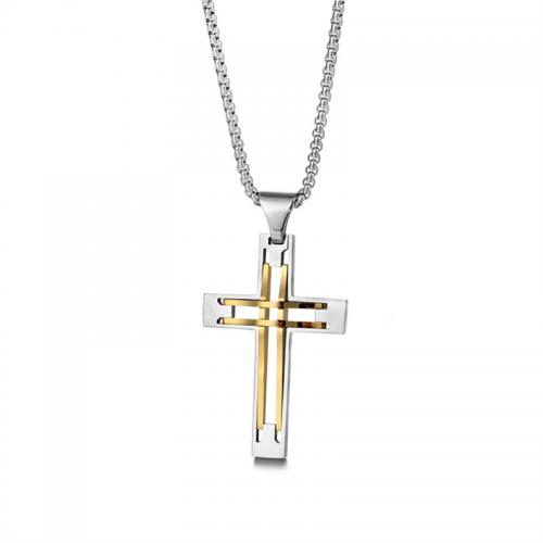 Stainless Steel Jewelry Necklace, 304 Stainless Steel, Cross, polished, Unisex & different size for choice, more colors for choice, Pendant-63 * 35mm, Length:Approx 50 cm, Sold By PC