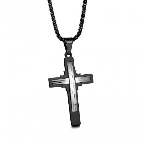 Stainless Steel Jewelry Necklace, 304 Stainless Steel, Cross, polished, Unisex & different styles for choice, more colors for choice, Pendant -25 * 41 mm, Length:Approx 50 cm, Sold By PC