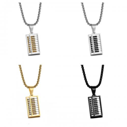 Stainless Steel Jewelry Necklace, 304 Stainless Steel, Abacus, polished, Unisex & different styles for choice, more colors for choice, Pendant -21 * 13 mm, Length:Approx 50 cm, Sold By PC
